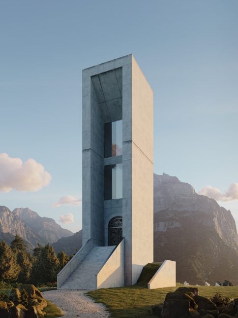 Concrete structure in a valley