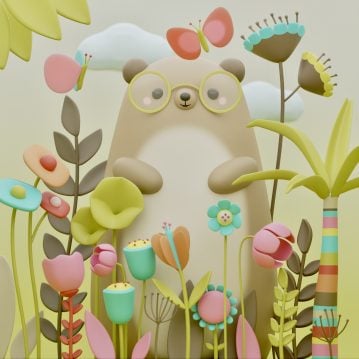 Cute Bear with Flowers