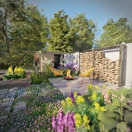 Flowering garden for relax - backyard garden design