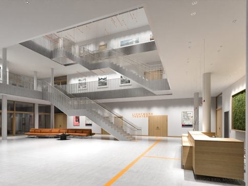 Foyer renderings of a building for culture