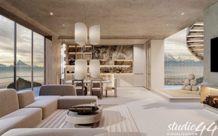 Living Room and Kitchen Render