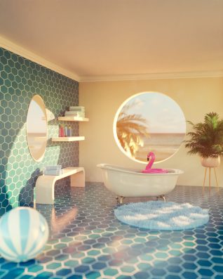 Mediteranean minimalist bathroom