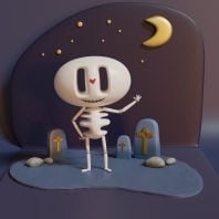Spooky Skeleton Graveyard Scene