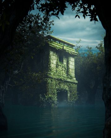 Sunken temple tower