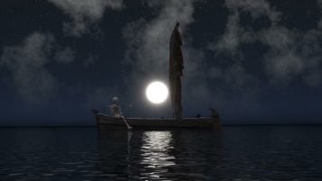 В море