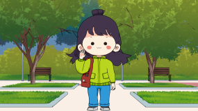 An anime girl in the park