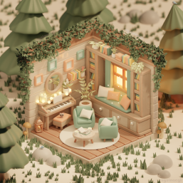 Living Room in a Forest Cabin