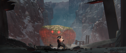 Serpent Boss fight rendered in eevee