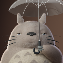 Totoro with see-through umbrella